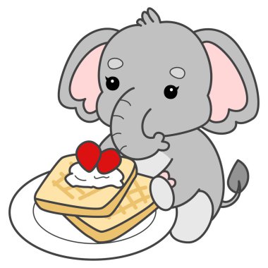 Şirin fil vektör ikonu. Komik bebek fil hayvan serisi illüstrasyonu. Yumuşak Fil Tasarımlarının Hayatı.