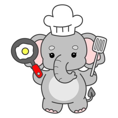 Şirin fil vektör ikonu. Komik bebek fil hayvan serisi illüstrasyonu. Yumuşak Fil Tasarımlarının Hayatı.