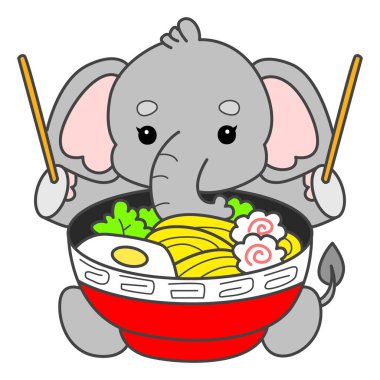 Şirin fil vektör ikonu. Komik bebek fil hayvan serisi illüstrasyonu. Yumuşak Fil Tasarımlarının Hayatı.