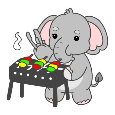 Şirin fil vektör ikonu. Komik bebek fil hayvan serisi illüstrasyonu. Yumuşak Fil Tasarımlarının Hayatı.