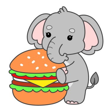 Şirin fil vektör ikonu. Komik bebek fil hayvan serisi illüstrasyonu. Yumuşak Fil Tasarımlarının Hayatı.