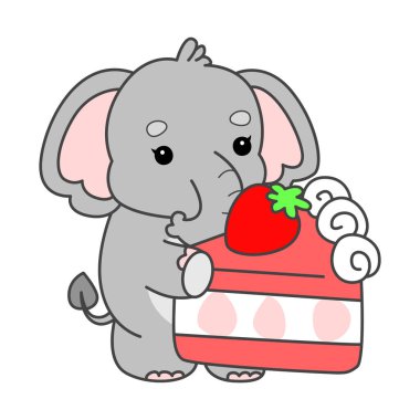 Şirin fil vektör ikonu. Komik bebek fil hayvan serisi illüstrasyonu. Yumuşak Fil Tasarımlarının Hayatı.