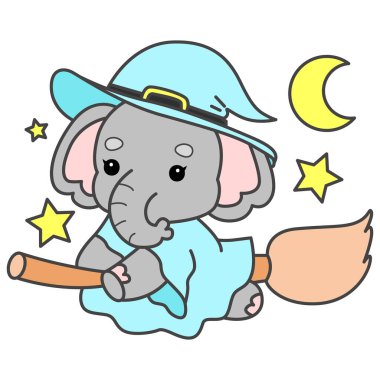 Şirin fil vektör ikonu. Komik bebek fil hayvan serisi illüstrasyonu. Yumuşak Fil Tasarımlarının Hayatı.