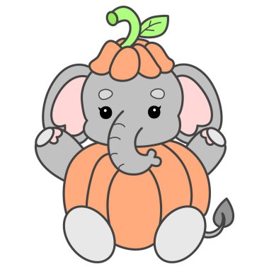 Şirin fil vektör ikonu. Komik bebek fil hayvan serisi illüstrasyonu. Yumuşak Fil Tasarımlarının Hayatı.