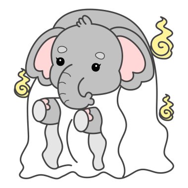 Şirin fil vektör ikonu. Komik bebek fil hayvan serisi illüstrasyonu. Yumuşak Fil Tasarımlarının Hayatı.
