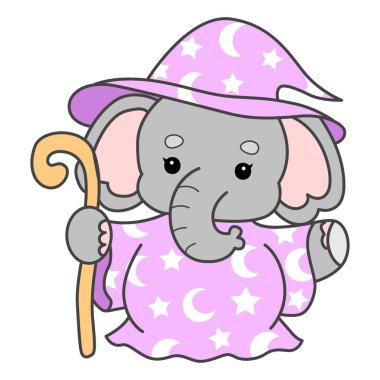 Şirin fil vektör ikonu. Komik bebek fil hayvan serisi illüstrasyonu. Yumuşak Fil Tasarımlarının Hayatı.