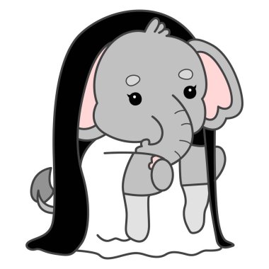 Şirin fil vektör ikonu. Komik bebek fil hayvan serisi illüstrasyonu. Yumuşak Fil Tasarımlarının Hayatı.
