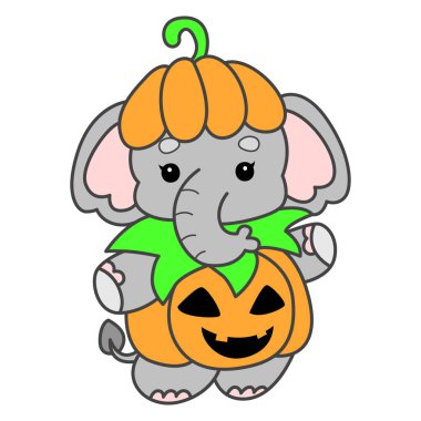 Şirin fil vektör ikonu. Komik bebek fil hayvan serisi illüstrasyonu. Yumuşak Fil Tasarımlarının Hayatı.