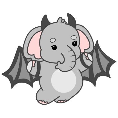 Şirin fil vektör ikonu. Komik bebek fil hayvan serisi illüstrasyonu. Yumuşak Fil Tasarımlarının Hayatı.