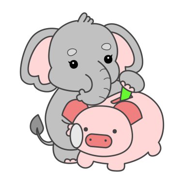 Şirin fil vektör ikonu. Komik bebek fil hayvan serisi illüstrasyonu. Yumuşak Fil Tasarımlarının Hayatı.