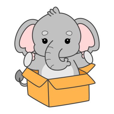 Şirin fil vektör ikonu. Komik bebek fil hayvan serisi illüstrasyonu. Yumuşak Fil Tasarımlarının Hayatı.