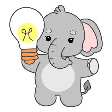Şirin fil vektör ikonu. Komik bebek fil hayvan serisi illüstrasyonu. Yumuşak Fil Tasarımlarının Hayatı.