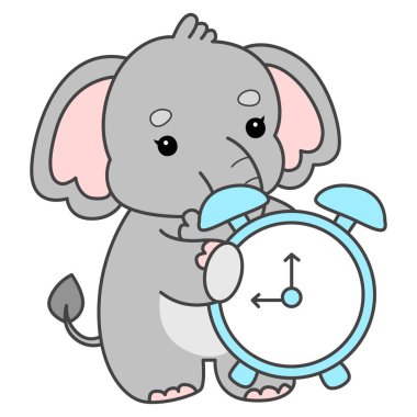 Şirin fil vektör ikonu. Komik bebek fil hayvan serisi illüstrasyonu. Yumuşak Fil Tasarımlarının Hayatı.