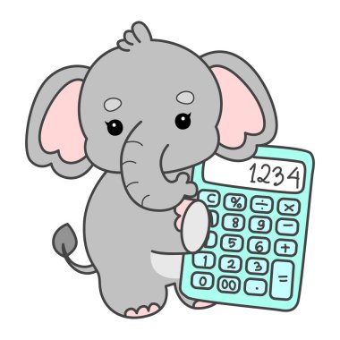 Şirin fil vektör ikonu. Komik bebek fil hayvan serisi illüstrasyonu. Yumuşak Fil Tasarımlarının Hayatı.