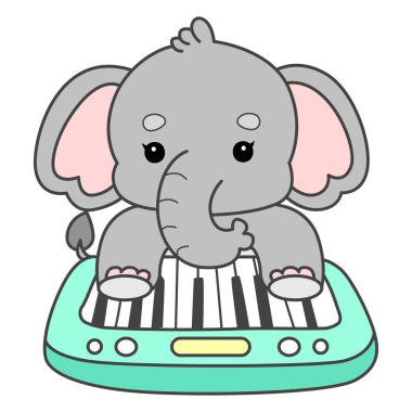 Şirin fil vektör ikonu. Komik bebek fil hayvan serisi illüstrasyonu. Yumuşak Fil Tasarımlarının Hayatı.