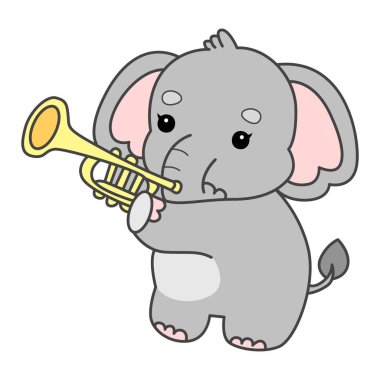 Şirin fil vektör ikonu. Komik bebek fil hayvan serisi illüstrasyonu. Yumuşak Fil Tasarımlarının Hayatı.