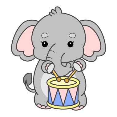 Şirin fil vektör ikonu. Komik bebek fil hayvan serisi illüstrasyonu. Yumuşak Fil Tasarımlarının Hayatı.