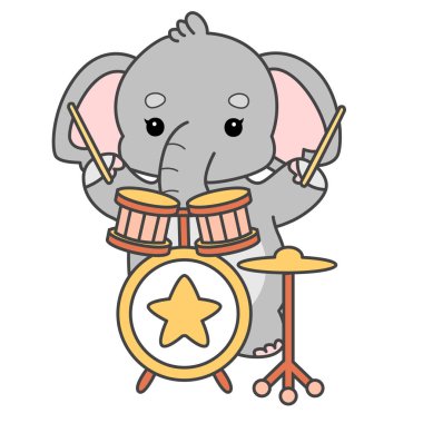 Şirin fil vektör ikonu. Komik bebek fil hayvan serisi illüstrasyonu. Yumuşak Fil Tasarımlarının Hayatı.