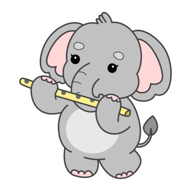 Şirin fil vektör ikonu. Komik bebek fil hayvan serisi illüstrasyonu. Yumuşak Fil Tasarımlarının Hayatı.