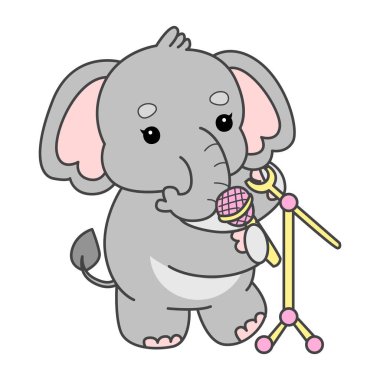 Şirin fil vektör ikonu. Komik bebek fil hayvan serisi illüstrasyonu. Yumuşak Fil Tasarımlarının Hayatı.