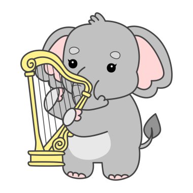 Şirin fil vektör ikonu. Komik bebek fil hayvan serisi illüstrasyonu. Yumuşak Fil Tasarımlarının Hayatı.