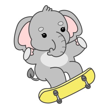 Şirin fil vektör ikonu. Komik bebek fil hayvan serisi illüstrasyonu. Yumuşak Fil Tasarımlarının Hayatı.