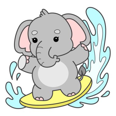 Şirin fil vektör ikonu. Komik bebek fil hayvan serisi illüstrasyonu. Yumuşak Fil Tasarımlarının Hayatı.