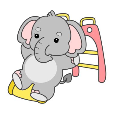 Şirin fil vektör ikonu. Komik bebek fil hayvan serisi illüstrasyonu. Yumuşak Fil Tasarımlarının Hayatı.