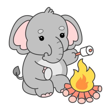 Şirin fil vektör ikonu. Komik bebek fil hayvan serisi illüstrasyonu. Yumuşak Fil Tasarımlarının Hayatı.