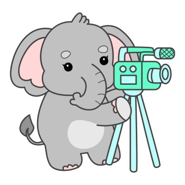 Şirin fil vektör ikonu. Komik bebek fil hayvan serisi illüstrasyonu. Yumuşak Fil Tasarımlarının Hayatı.