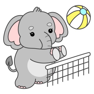 Şirin fil vektör ikonu. Komik bebek fil hayvan serisi illüstrasyonu. Yumuşak Fil Tasarımlarının Hayatı.