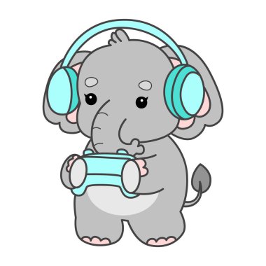 Şirin fil vektör ikonu. Komik bebek fil hayvan serisi illüstrasyonu. Yumuşak Fil Tasarımlarının Hayatı.