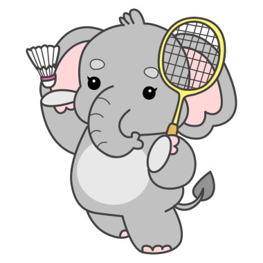 Şirin fil vektör ikonu. Komik bebek fil hayvan serisi illüstrasyonu. Yumuşak Fil Tasarımlarının Hayatı.