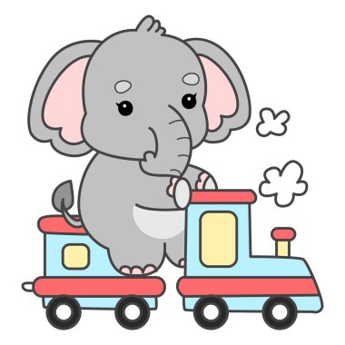 Şirin fil vektör ikonu. Komik bebek fil hayvan serisi illüstrasyonu. Yumuşak Fil Tasarımlarının Hayatı.