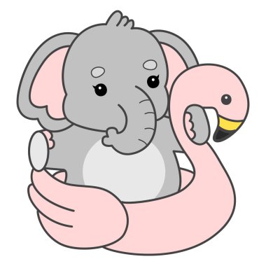Şirin fil vektör ikonu. Komik bebek fil hayvan serisi illüstrasyonu. Yumuşak Fil Tasarımlarının Hayatı.
