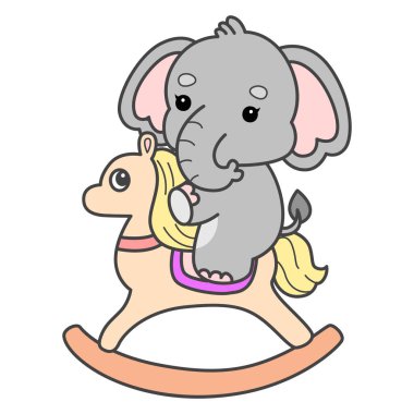 Şirin fil vektör ikonu. Komik bebek fil hayvan serisi illüstrasyonu. Yumuşak Fil Tasarımlarının Hayatı.