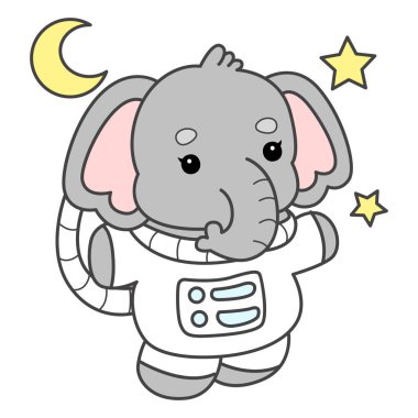 Şirin fil vektör ikonu. Komik bebek fil hayvan serisi illüstrasyonu. Yumuşak Fil Tasarımlarının Hayatı.