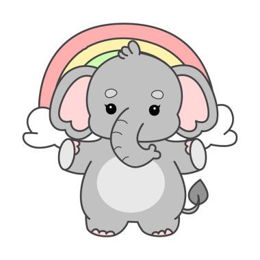 Şirin fil vektör ikonu. Komik bebek fil hayvan serisi illüstrasyonu. Yumuşak Fil Tasarımlarının Hayatı.
