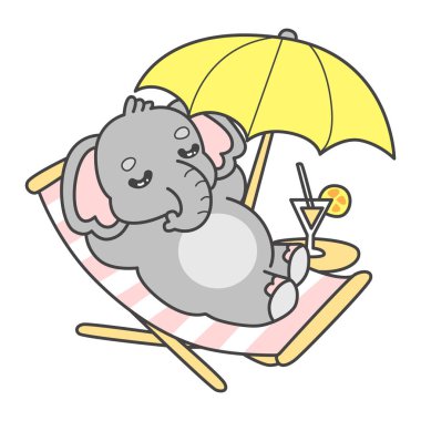 Şirin fil vektör ikonu. Komik bebek fil hayvan serisi illüstrasyonu. Yumuşak Fil Tasarımlarının Hayatı.