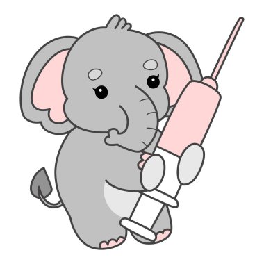 Şirin fil vektör ikonu. Komik bebek fil hayvan serisi illüstrasyonu. Yumuşak Fil Tasarımlarının Hayatı.