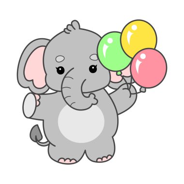 Şirin fil vektör ikonu. Komik bebek fil hayvan serisi illüstrasyonu. Yumuşak Fil Tasarımlarının Hayatı.