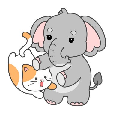 Şirin fil vektör ikonu. Komik bebek fil hayvan serisi illüstrasyonu. Yumuşak Fil Tasarımlarının Hayatı.