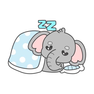 Şirin fil vektör ikonu. Komik bebek fil hayvan serisi illüstrasyonu. Yumuşak Fil Tasarımlarının Hayatı.