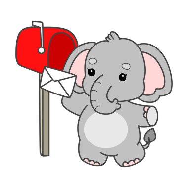 Şirin fil vektör ikonu. Komik bebek fil hayvan serisi illüstrasyonu. Yumuşak Fil Tasarımlarının Hayatı.