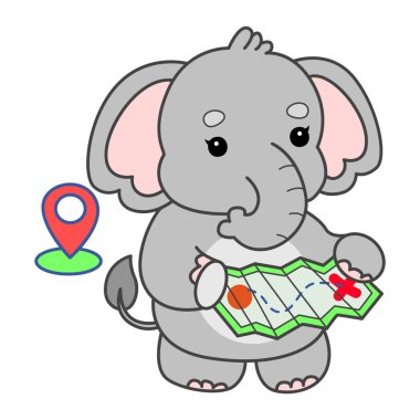 Şirin fil vektör ikonu. Komik bebek fil hayvan serisi illüstrasyonu. Yumuşak Fil Tasarımlarının Hayatı.