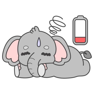 Şirin fil vektör ikonu. Komik bebek fil hayvan serisi illüstrasyonu. Yumuşak Fil Tasarımlarının Hayatı.