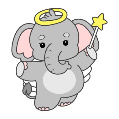 Şirin fil vektör ikonu. Komik bebek fil hayvan serisi illüstrasyonu. Yumuşak Fil Tasarımlarının Hayatı.