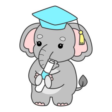 Şirin fil vektör ikonu. Komik bebek fil hayvan serisi illüstrasyonu. Yumuşak Fil Tasarımlarının Hayatı.