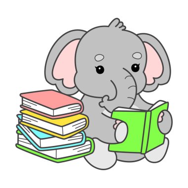 Şirin fil vektör ikonu. Komik bebek fil hayvan serisi illüstrasyonu. Yumuşak Fil Tasarımlarının Hayatı.