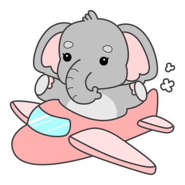 Şirin fil vektör ikonu. Komik bebek fil hayvan serisi illüstrasyonu. Yumuşak Fil Tasarımlarının Hayatı.